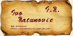 Ivo Matunović vizit kartica